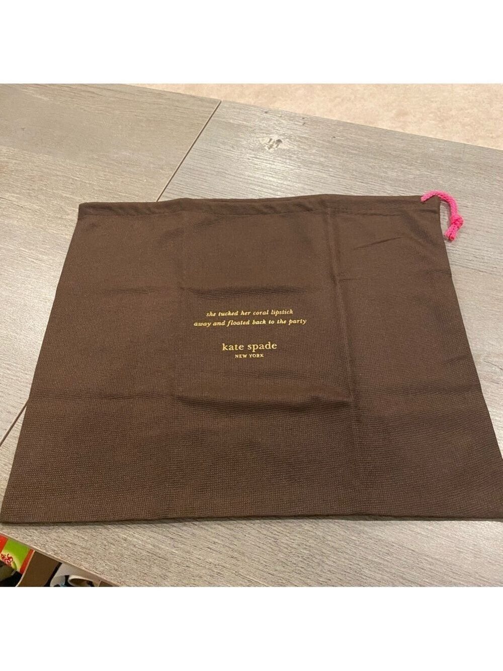 Kate Spade NWOT Crossbody size brown dustbag 11” x 13”